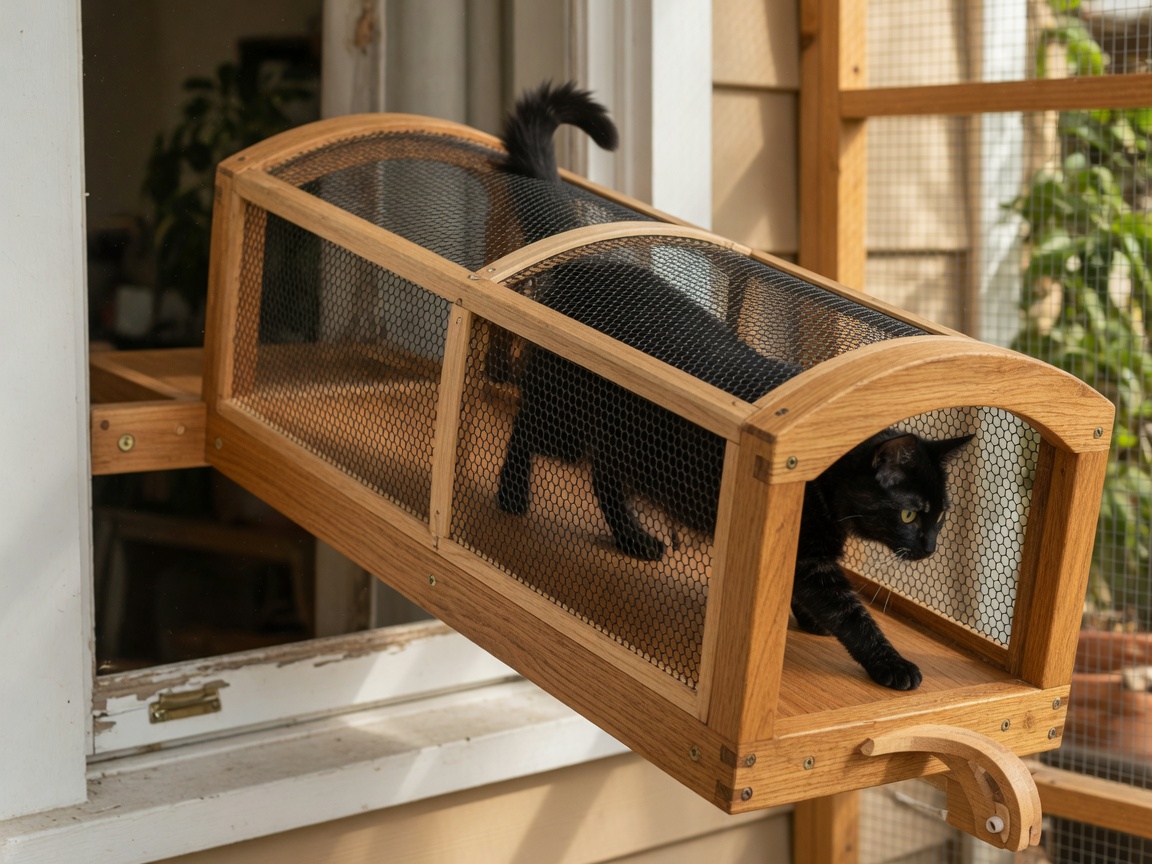 Ablakhoz csatlakozó fa catio alagút